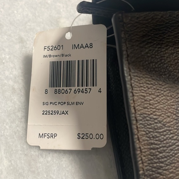 NWT brown and black Coach Wallet. - Picture 6 of 6